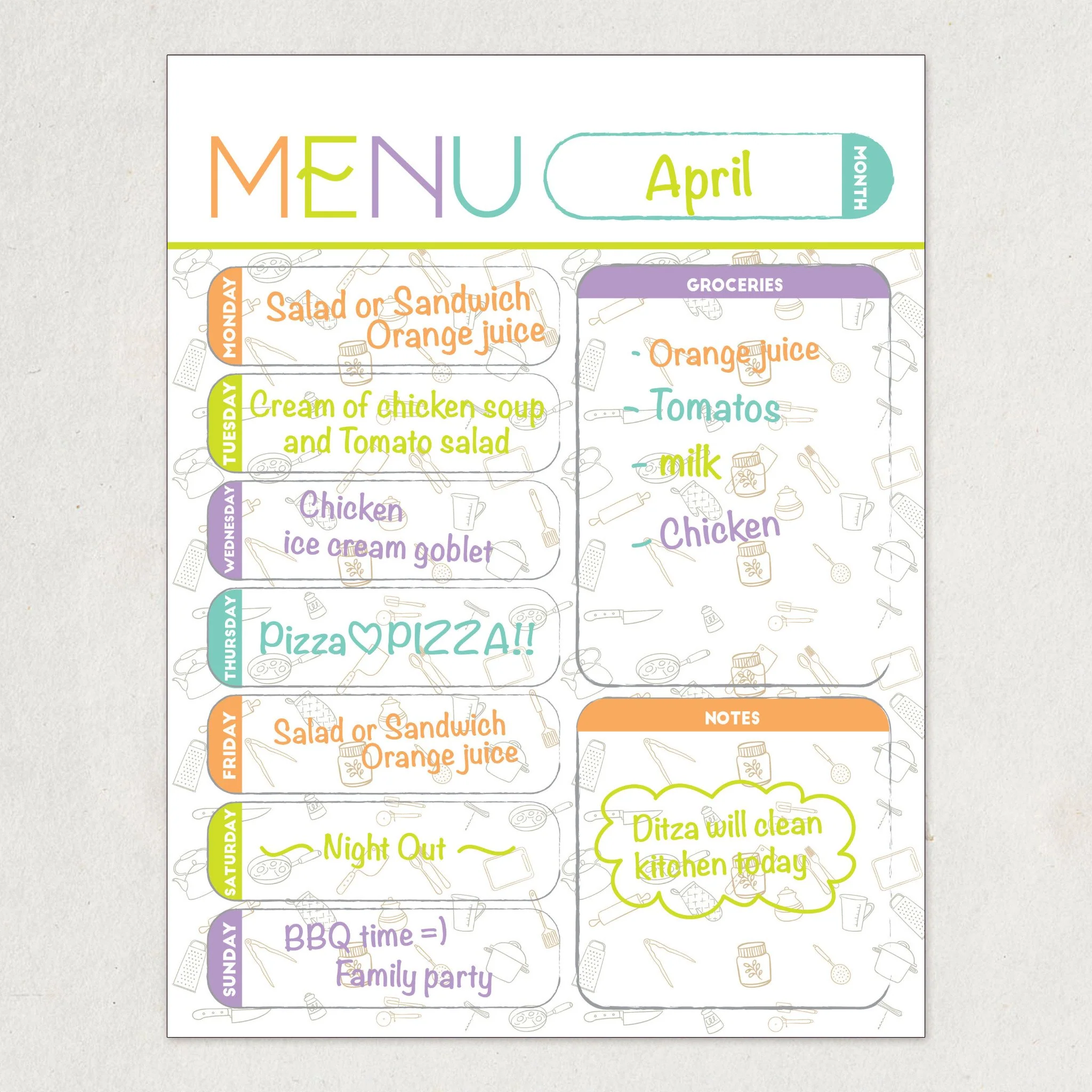 Magnetic Meal Planner - A4 / A3 - Image 8